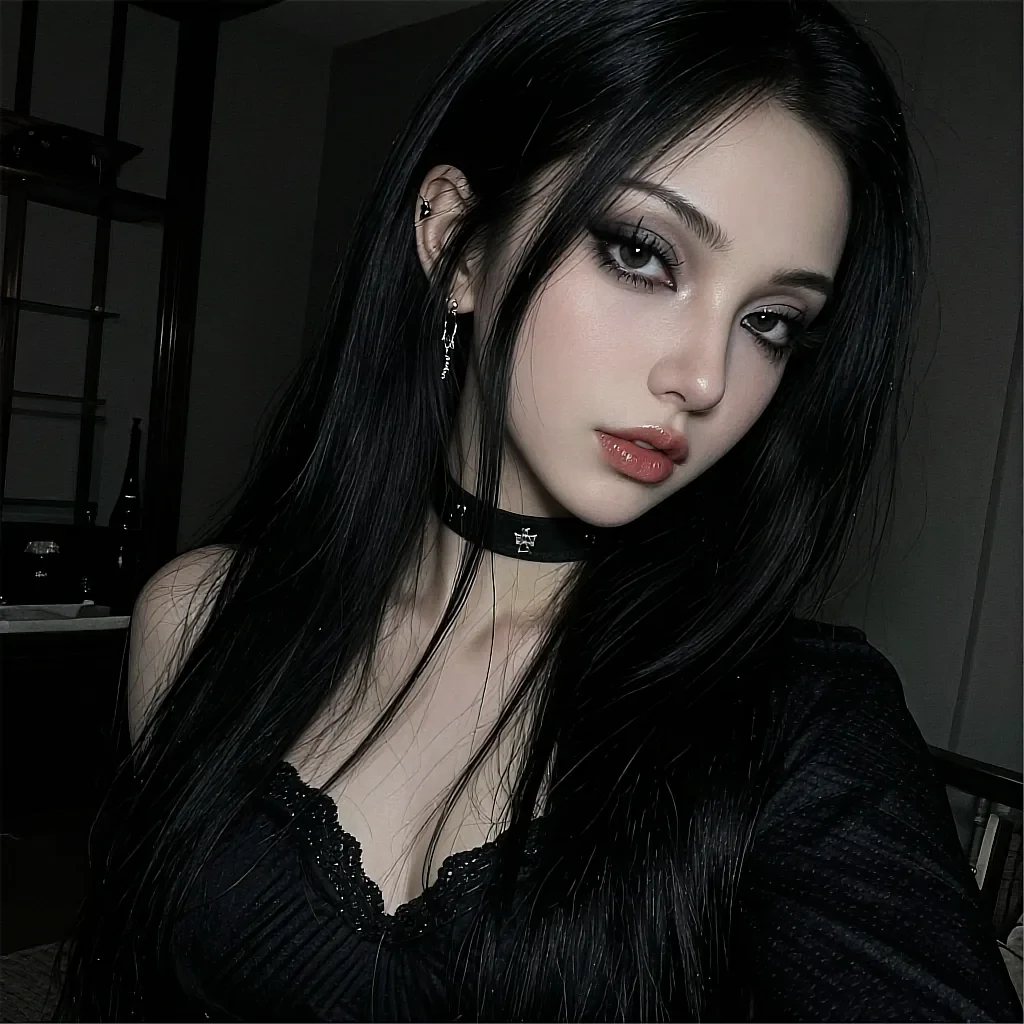 Square avatar of a fictional AI character with dark hair